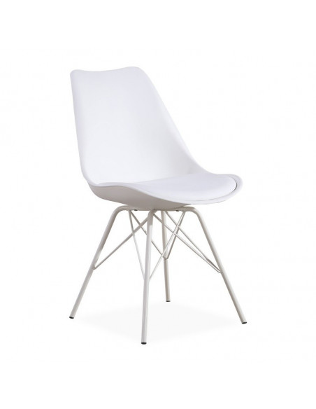 Silla BELLA NEW BBB, base blanca, carcasa y cojín blanco