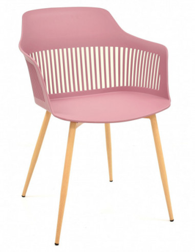 Sillón ALCAZABA, metal, polipropileno rosa oscuro
