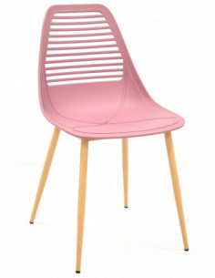 Silla UNCIBAY, metal, polipropileno rosa oscuro