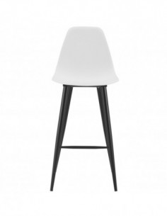 Taburete CLUNY, metal epoxi negro, polipropileno blanco 2