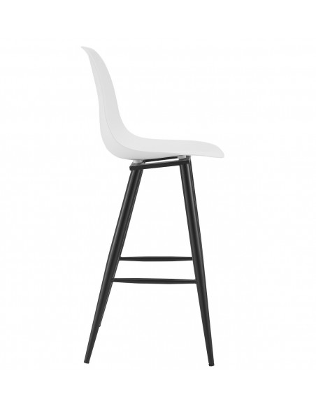 Taburete CLUNY, metal epoxi negro, polipropileno blanco