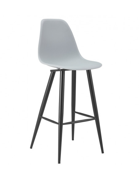 Taburete CLUNY, metal epoxi negro, polipropileno gris