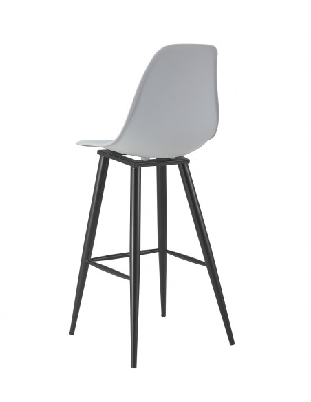 Taburete CLUNY, metal epoxi negro, polipropileno gris
