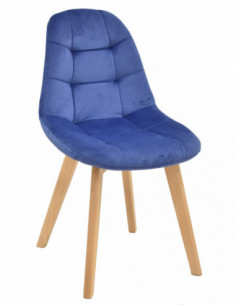 Silla LORENA, madera, tapizada velvet azul
