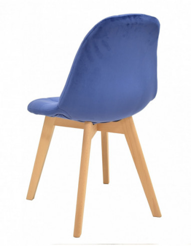 Silla LORENA, madera, tapizada velvet azul