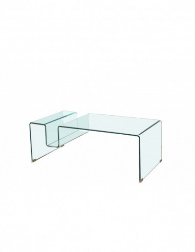 Mesa HARBOR, baja, cristal curvado, 120x60 cms