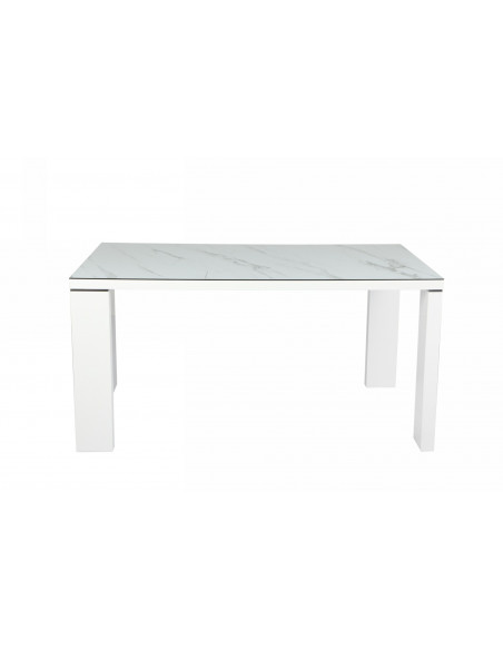 Mesa ROYAL, lacada blanca, cristal ceramico, 150 x 90 cms