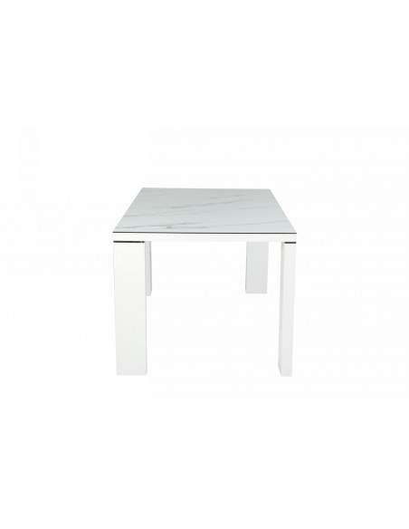 Mesa ROYAL, lacada blanca, cristal ceramico, 150 x 90 cms