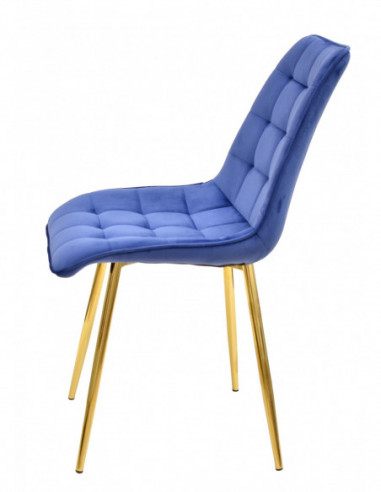 Silla GILDA, metal, dorado, tejido velvet azul