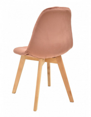 Silla LORENA, madera, tapizada velvet rosa coral