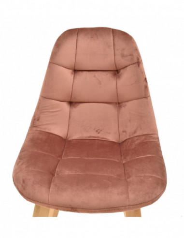 Silla LORENA, madera, tapizada velvet rosa coral