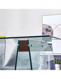 Mesa SELENE, madera, cristal templado, 200x90 cms 2