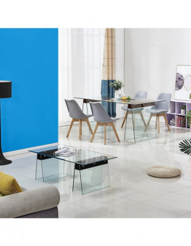 Mesa SELENE, madera, cristal templado, 200x90 cms