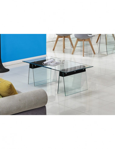 Mesa SELENE, baja, madera, cristal templado,...