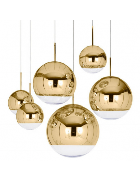 Lámpara KARIM, colgante, cristal, dorado - transparente, 30 cms de diámetro