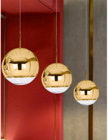 Lámpara KARIM, colgante, cristal, dorado -...