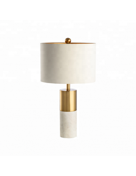 Lámpara NASHIRA, sobremesa, mármol blanco, pantalla blanca