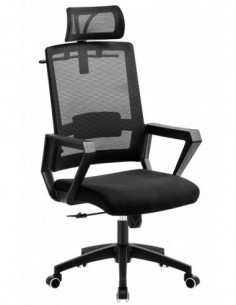 Sillón de oficina ASTON, negro, malla y tejido negro 2