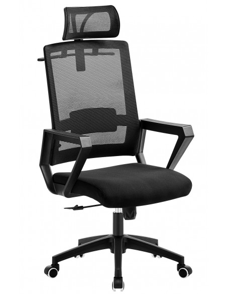 Sillón de oficina ASTON, negro, malla y tejido negro