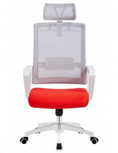 Sillón de oficina ASTON, blanco, malla gris, tejido rojo 2