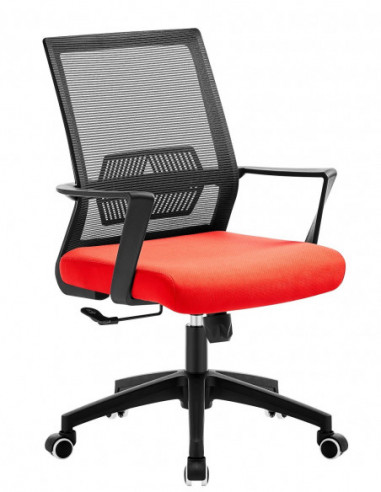 Sillón de oficina RISLEY, negro, malla negra, tejido rojo