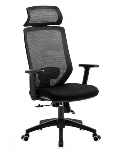 Sillón de oficina CLAYTON, negro, malla y tejido negro
