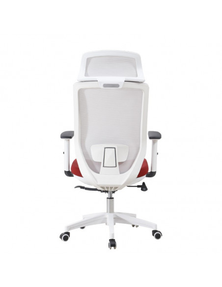 Sillón de oficina CLAYTON, blanco, malla gris, tejido azul claro