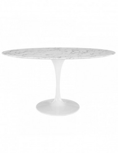 Mesa TUL, oval, fibra de vidrio, mármol blanco 160x90 cms