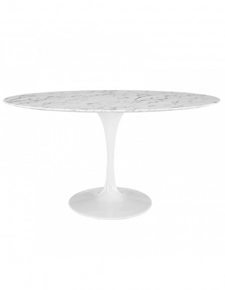 Mesa TUL, oval, fibra de vidrio, mármol blanco 160x90 cms