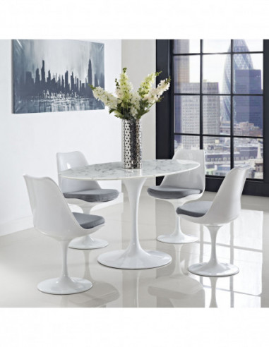 Mesa TUL, oval, fibra de vidrio, mármol blanco...