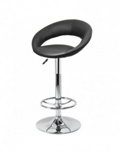 Taburete LUXUS ( L ), cromado, similpiel negra