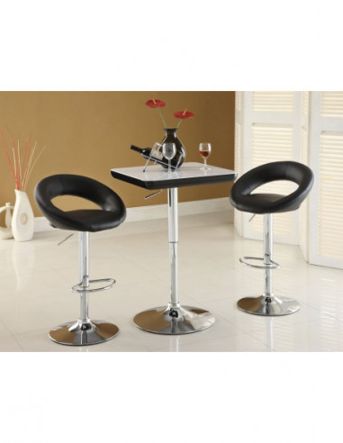 Taburete LUXUS ( L ), cromado, similpiel negra