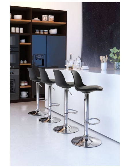 Taburete TOW RG, cromado, polipropileno y cojín negro