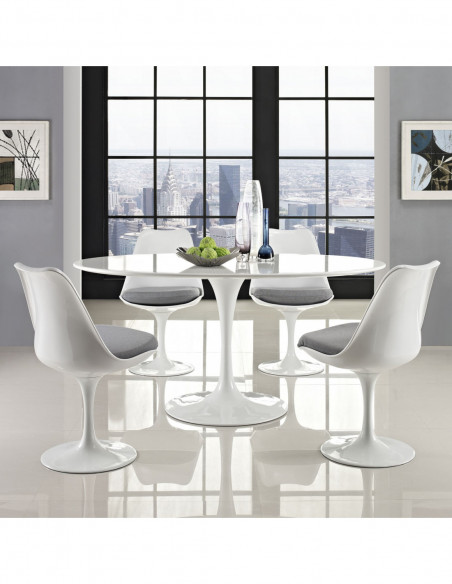 Mesa TUL, oval, fibra de vidrio, tapa lacada blanca, 160 x 90 cms