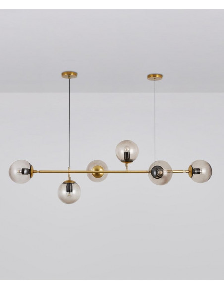 Lámpara ALHENA, colgante, metal, cristal, 6 luces