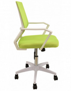 Sillón de oficina CLENT, blanco, malla y tejido verde 2
