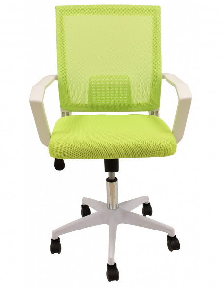 Sillón de oficina CLENT, blanco, malla y tejido verde