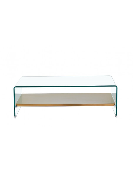 Mesa POITIERS, baja, estante, cristal, 110x55 cms
