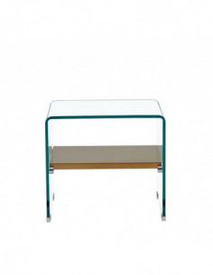 Mesa POITIERS, baja, estante, cristal, 50 x 40 cms 2