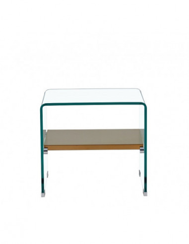 Mesa POITIERS, baja, estante, cristal, 50 x 40 cms