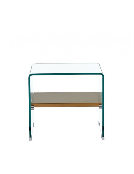 Mesa POITIERS, baja, estante, cristal, 50 x 40 cms