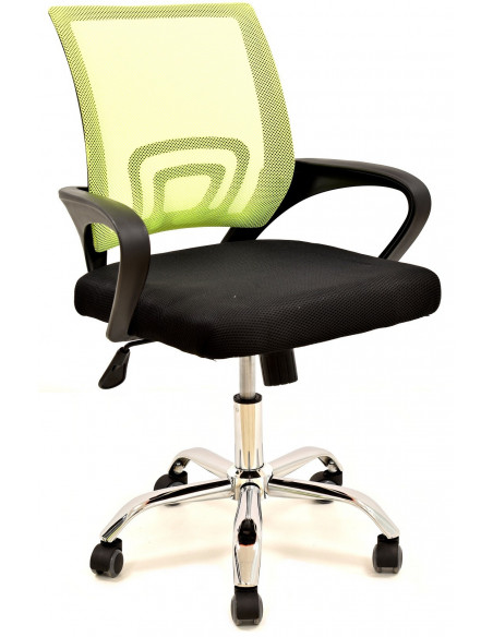 Sillón de oficina FISS NEW, negro, regulación de altura, basculante, malla verde, tejido negro