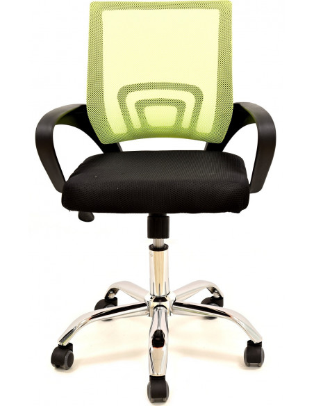 Sillón de oficina FISS NEW, negro, regulación de altura, basculante, malla verde, tejido negro