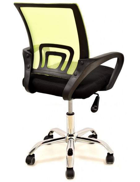 Sillón de oficina FISS NEW, negro, regulación de altura, basculante, malla verde, tejido negro