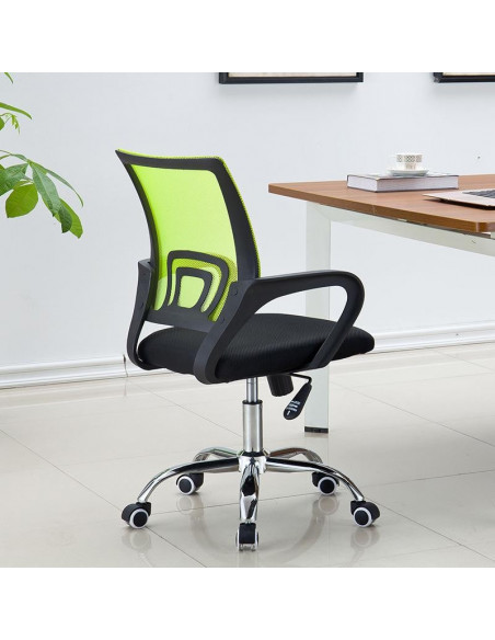 Sillón de oficina FISS NEW, negro, regulación de altura, basculante, malla verde, tejido negro