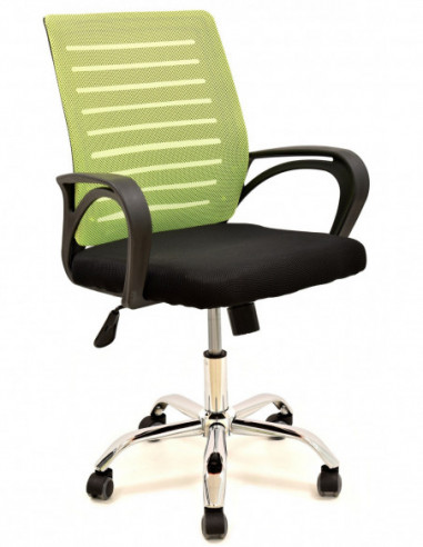 Sillón de oficina SUNSET, negro,regulación de altura, basculante, malla verde pistacho, tejido negro