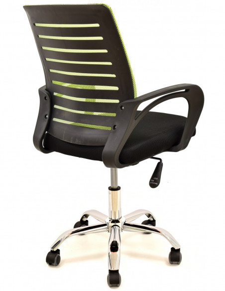 Sillón de oficina SUNSET, negro,regulación de altura, basculante, malla verde pistacho, tejido negro