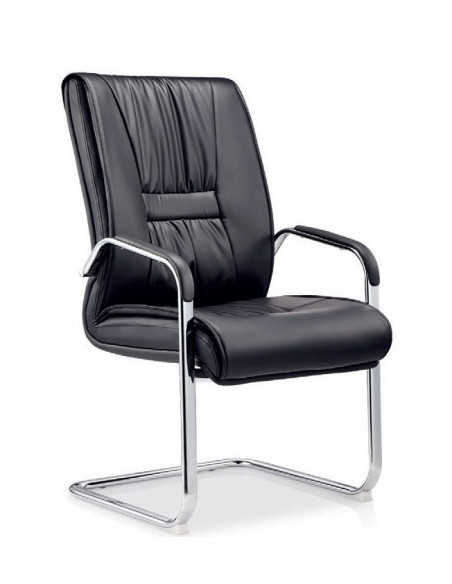 Sillón de oficina FLANDES, fijo de patín, cromado, similpiel negra