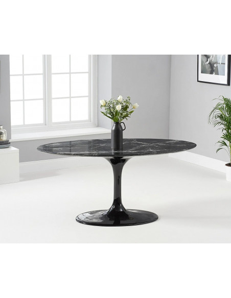 Mesa TUL, oval, fibra de vidrio, mármol negro 160x90 cms