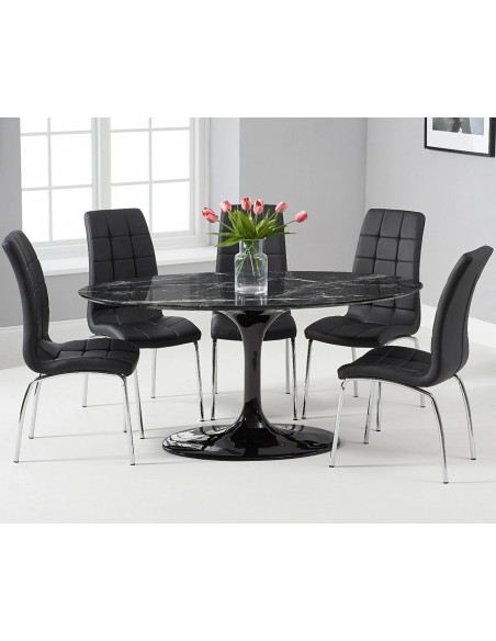 Mesa TUL, oval, fibra de vidrio, mármol negro 160x90 cms